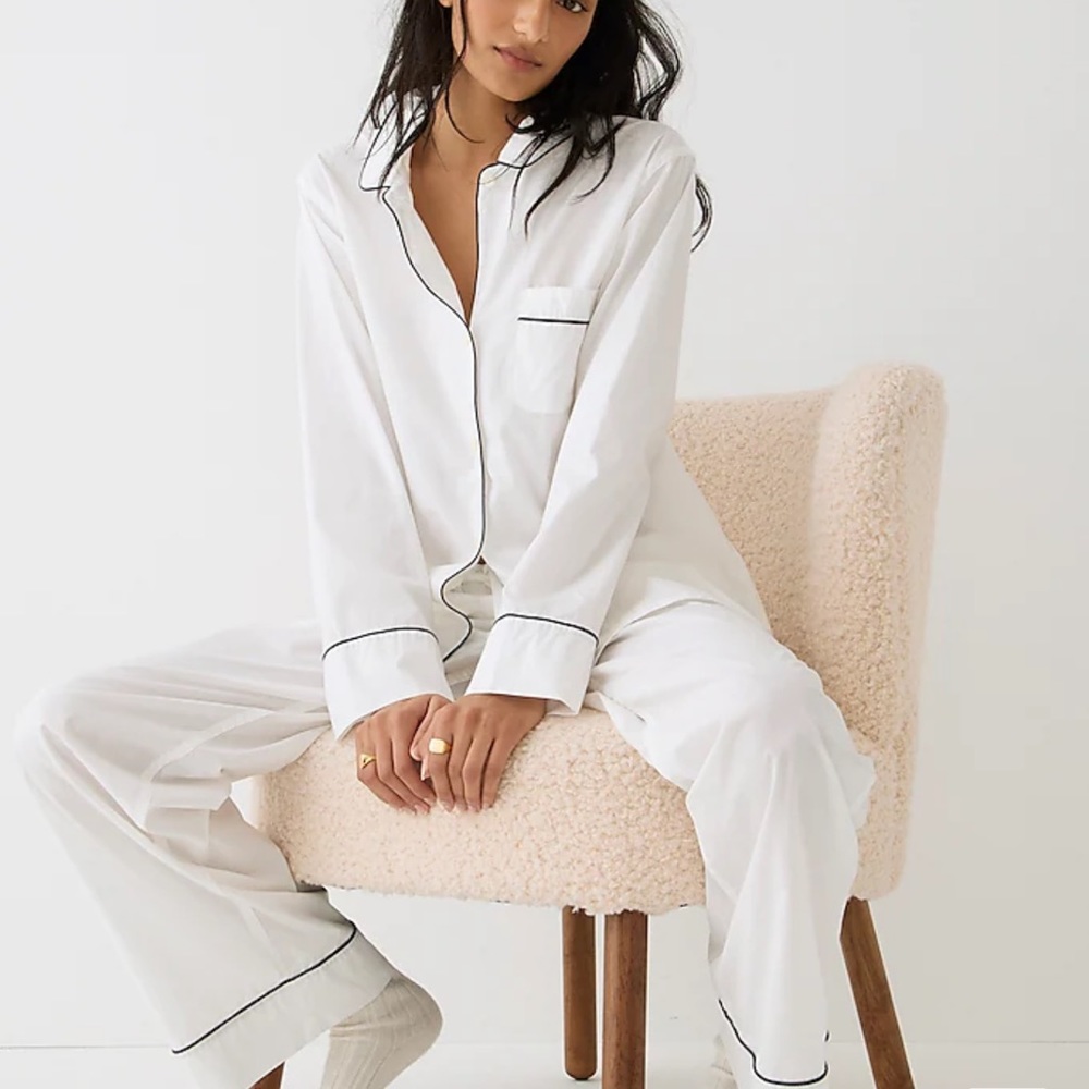 NWT J crew Cotton long Sleeve Pajama Set sz large